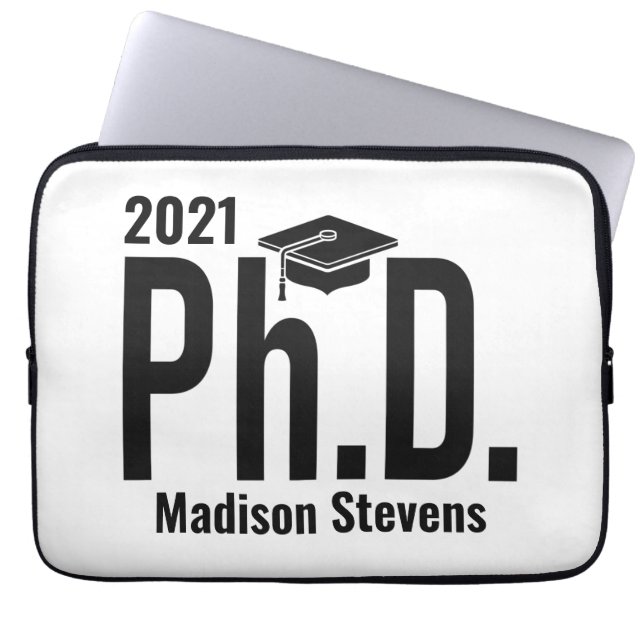 Aangepaste naam, jaar en kleur Ph.D. laptop sleeve (Voorkant)