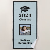 Aangepaste naam, Jaar, Foto & Kleur Afstuderen Strandlaken (Voorkant)