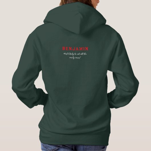 Aangepaste naam Jaar Matching Familie Kerstmis Reu Hoodie (Achterkant)
