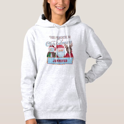 Aangepaste naam Jaar Matching Santa Familie Kerstm Hoodie (Voorkant)