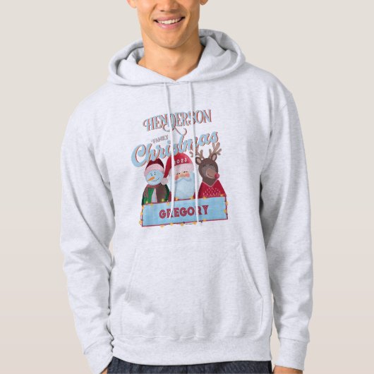 Aangepaste naam Jaar Matching Santa Familie Kerstm Hoodie (Voorkant)