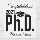 Aangepaste naam & jaar Ph.D. flesetiketten Wijn Etiket (Enkel label)