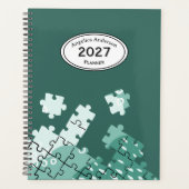 Aangepaste naam jaar puzzelstukken Groene Planner (Voorkant)