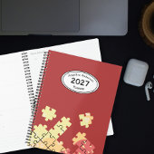 Aangepaste naam jaar puzzelstukken Rood Planner