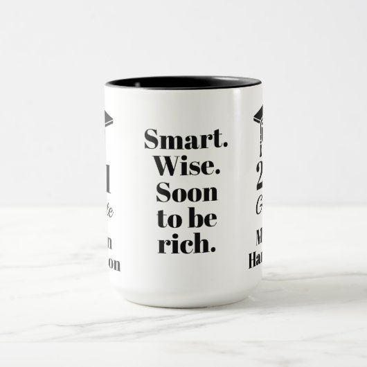 Aangepaste naam, jaar, tekst Afstuderen mok (Midden)