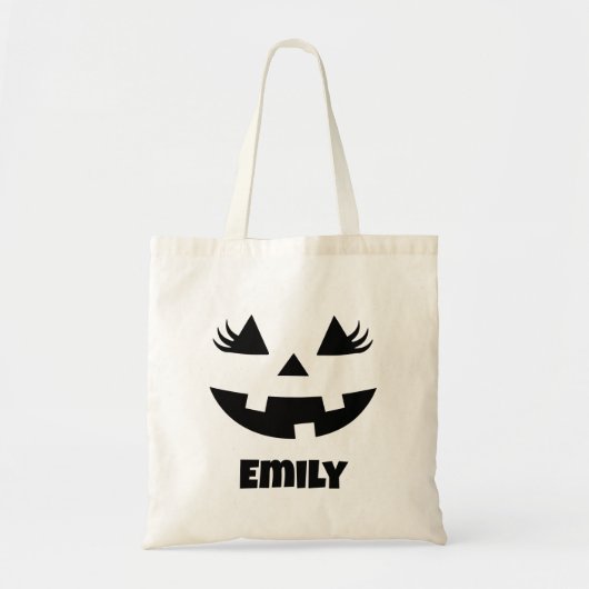 Aangepaste Naam Jack O Lantern Pompoen Trick or tr Tote Bag (Voorkant)