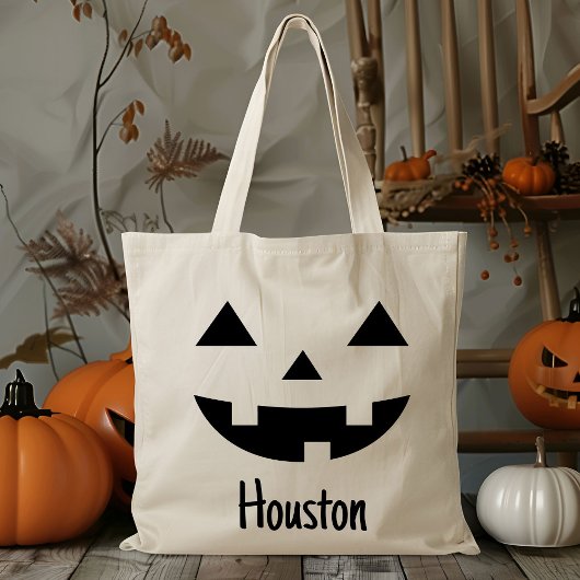 Aangepaste Naam Jack O Lantern Pompoen Trick or tr Tote Bag