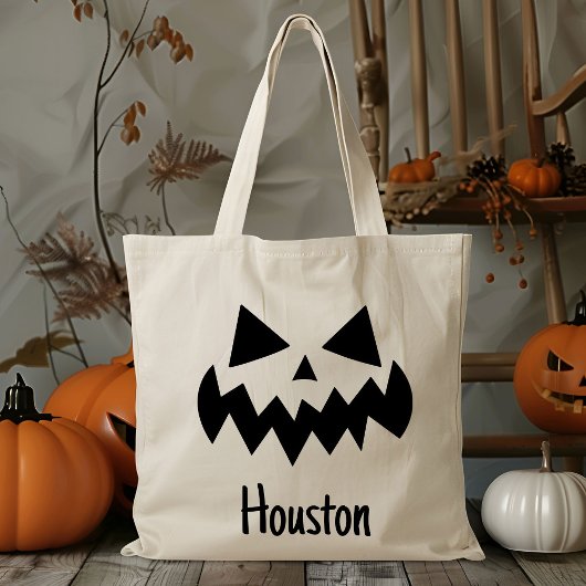 Aangepaste Naam Jack O Lantern Pompoen Trick or tr Tote Bag