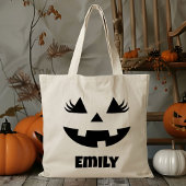 Aangepaste Naam Jack O Lantern Pompoen Trick or tr Tote Bag