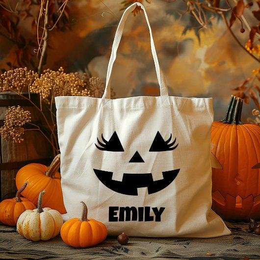 Aangepaste Naam Jack O Lantern Pompoen Trick or tr Tote Bag