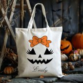Aangepaste Naam Jack O Lantern Pompoen Trick or tr Tote Bag