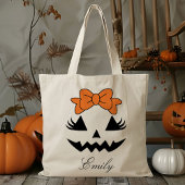 Aangepaste Naam Jack O Lantern Pompoen Trick or tr Tote Bag