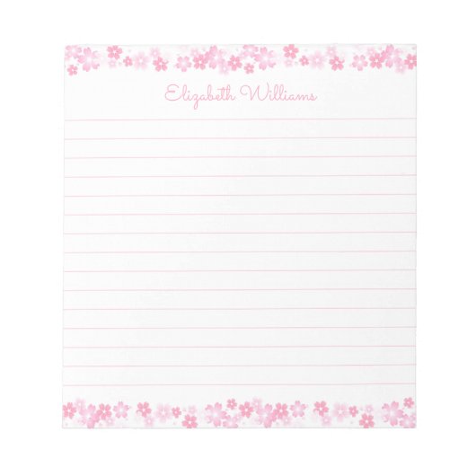 Aangepaste naam Japans Cherry Blossom Gelijnd Noti Notitieblok (Voorkant)