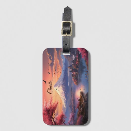 Aangepaste naam Japans landschap Tokio Mt.Fuji Bagagelabel (Voorkant (verticaal))