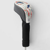 Aangepaste naam Japanse Woodblock Blue Birds Golfheadcover (Schuin)