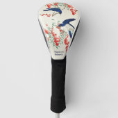 Aangepaste naam Japanse Woodblock Blue Birds Golfheadcover (Voorkant)