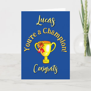 Aangepaste naam "Je bent een kampioen!" Gouden tro Kaart