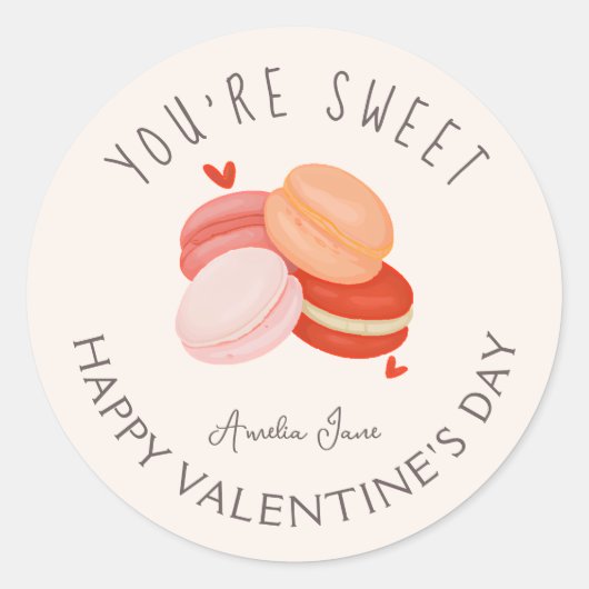 Aangepaste naam Je bent Sweet Macroons Valentijnsd Ronde Sticker (Voorkant)