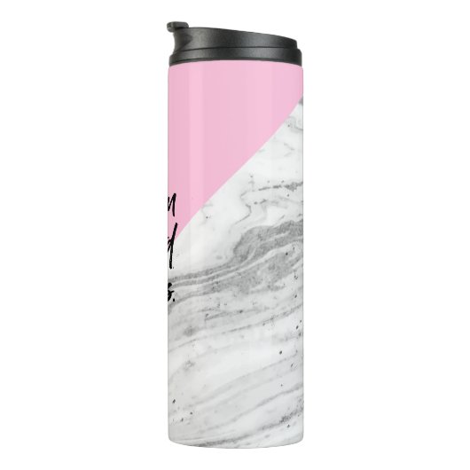 Aangepaste naam Je kunt harde dingen Roze marmer d Thermosbeker (Geroteerd rechts)