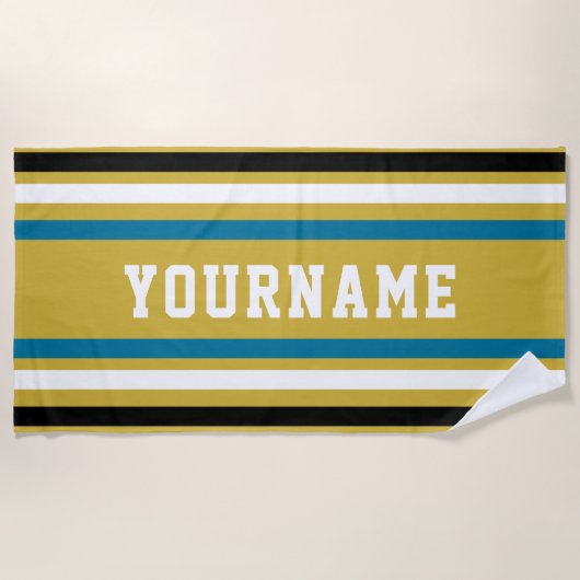 Aangepaste naam Jersey Stripes Strandlaken (Voorkant)