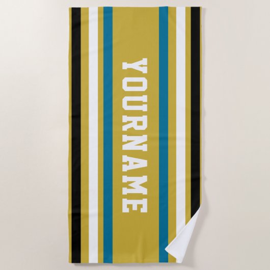 Aangepaste naam Jersey Stripes Strandlaken (Voorkant)