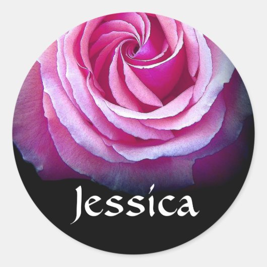AANGEPASTE NAAM - Jessica PINK Rose Sticker (Voorkant)