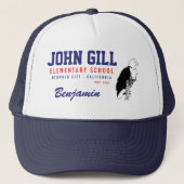 Aangepaste naam John Gill Eagle Blue Trucker Pet (Voorkant)