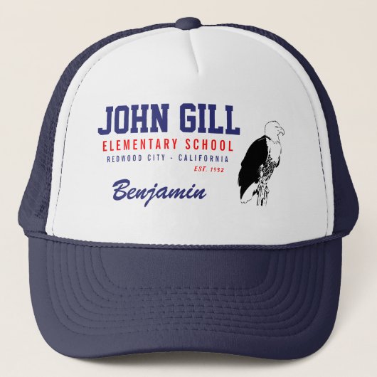 Aangepaste naam John Gill Eagle Blue Trucker Pet (Voorkant)