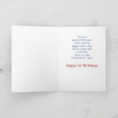 Aangepaste naam Jongen 1e Teddy Bear Balloon Birth Kaart (Binnen)