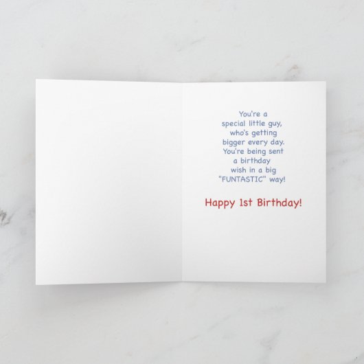 Aangepaste naam Jongen 1e Teddy Bear Balloon Birth Kaart (Binnen)