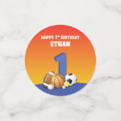 Aangepaste naam jongen 1st Birthday Sports Balls Confetti (Kleine voorkant)