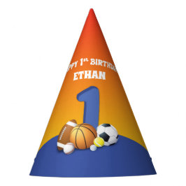 Aangepaste naam jongen 1st Birthday Sports Balls Feesthoedjes