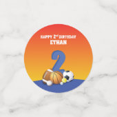 Aangepaste naam Jongen 2e verjaardag Sportballs Confetti (Kleine voorkant)