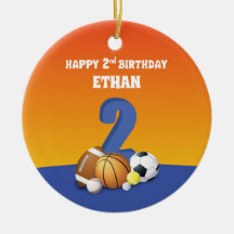 Aangepaste naam Jongen 2e verjaardag Sportballs