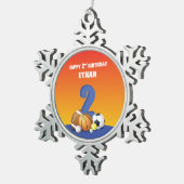 Aangepaste naam Jongen 2e verjaardag Sportballs Tin Sneeuwvlok Ornament (Rechts)