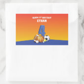 Aangepaste naam jongen 4th Birthday Sports Balls Rechthoekige Sticker (Tas)