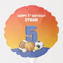 Aangepaste naam jongen 5th Birthday Sports Balls