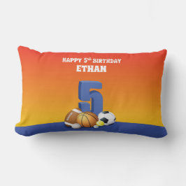 Aangepaste naam jongen 5th Birthday Sports Balls Kussen