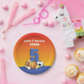 Aangepaste naam jongen 5th Birthday Sports Balls Papieren Bordje (Feest)