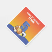 Aangepaste naam jongen 5th Birthday Sports Balls Servet (Hoek)