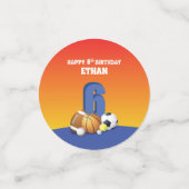 Aangepaste naam jongen 6th Birthday Sports Balls Confetti (Kleine voorkant)