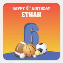 Aangepaste naam jongen 6th Birthday Sports Balls