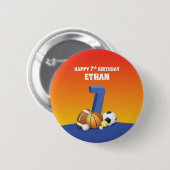 Aangepaste naam jongen 7th Birthday Sports Balls Ronde Button 5,7 Cm (Voorkant /achterkant)