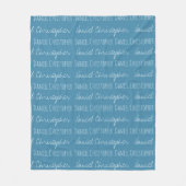 Aangepaste naam jongen Modern Typografie Blue Fleece Deken (Voorkant)