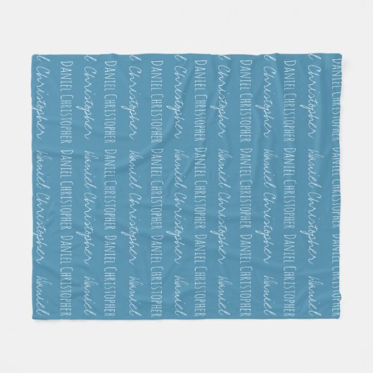 Aangepaste naam jongen Modern Typografie Blue Fleece Deken (Voorkant (Horizontaal))