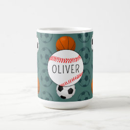 Aangepaste naam jongens sport honkbal patroon kind koffiemok