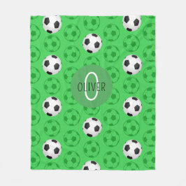 Aangepaste naam jongens voetbal groen fleece deken