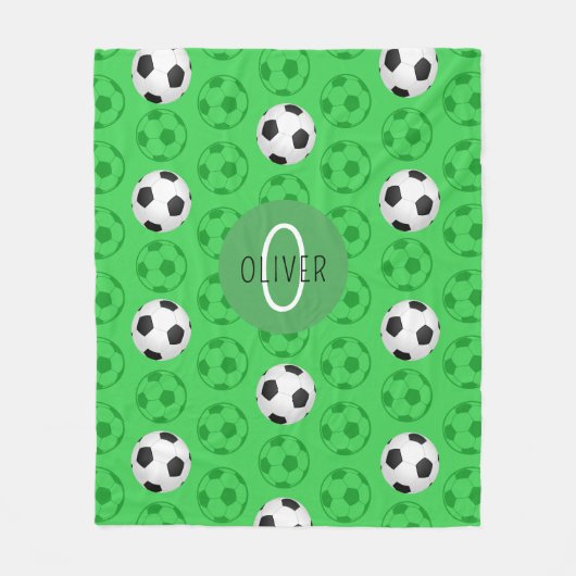 Aangepaste naam jongens voetbal groen fleece deken (Voorkant)