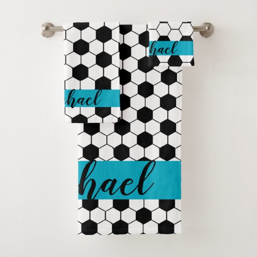 Aangepaste naam jongensvoetbal handdoekenset bad handdoek (Insitu)