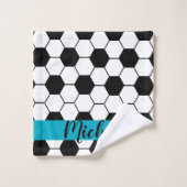 Aangepaste naam jongensvoetbal handdoekenset bad handdoek (Wasdoekje)